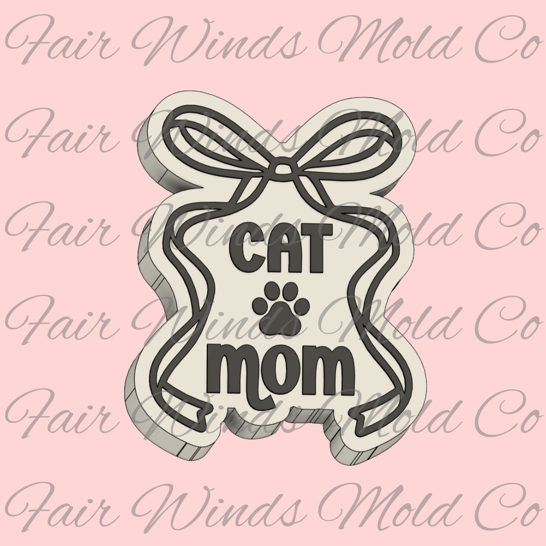 Cat Mom Ribbon Bow