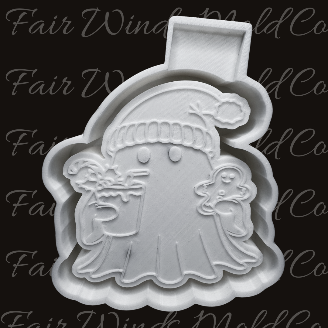 Christmas Ghostie with Drink and Cookie