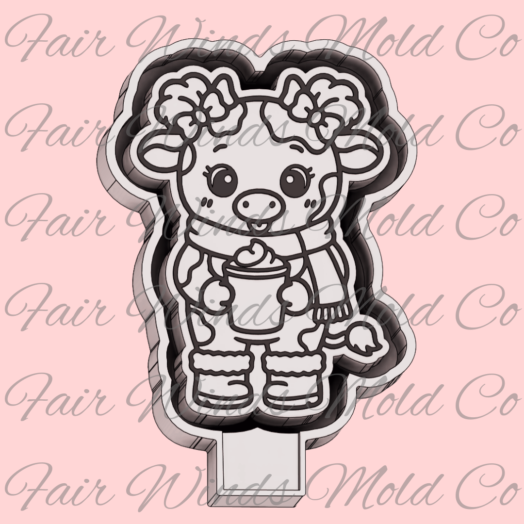 Cute Winter Cow with Drink
