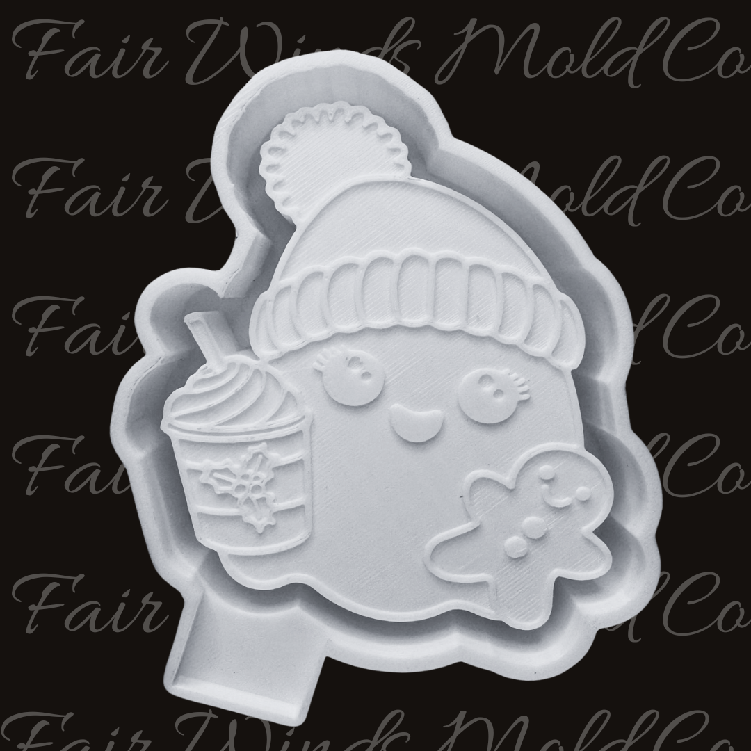 Winter Ghostie with Drink and Cookie