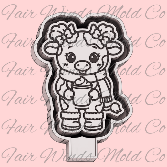 Cute Winter Cow with Drink