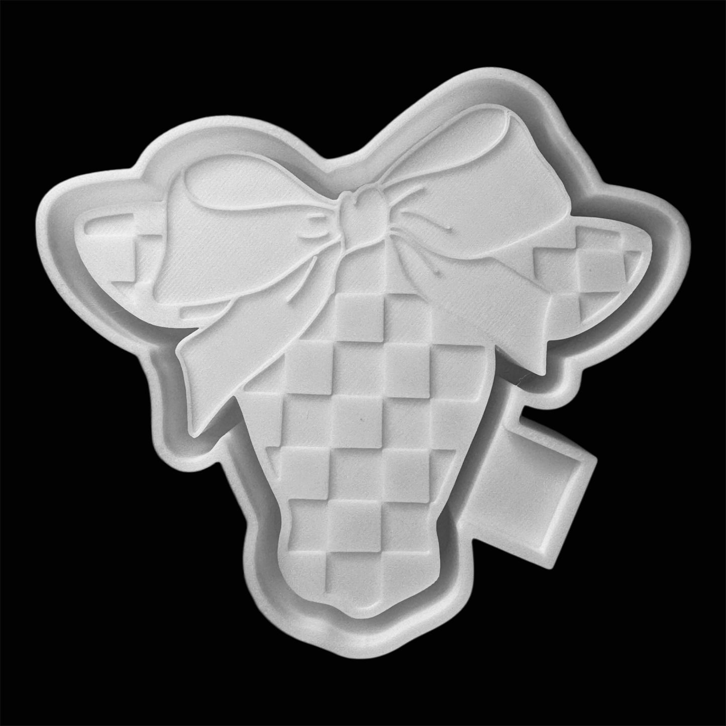 Checkered Cow Head with Bow