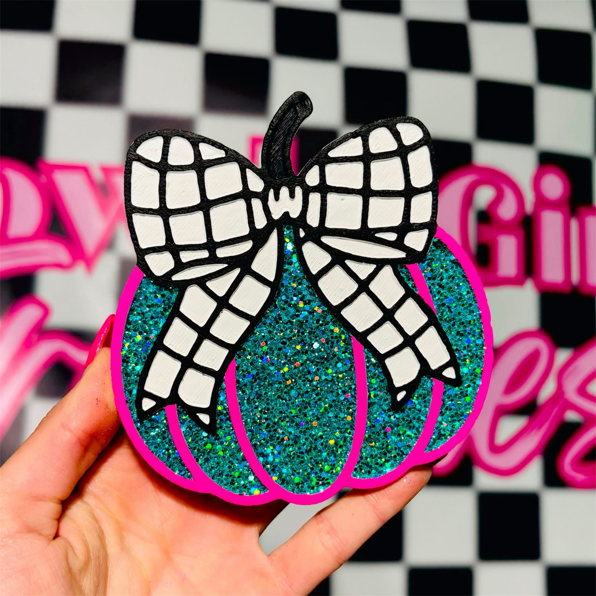 Checkered Bow Pumpkin