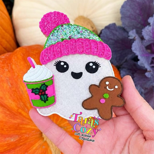 Winter Ghostie with Drink and Cookie