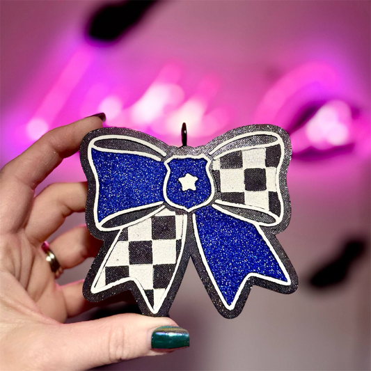 Police Badge Checkered Bow