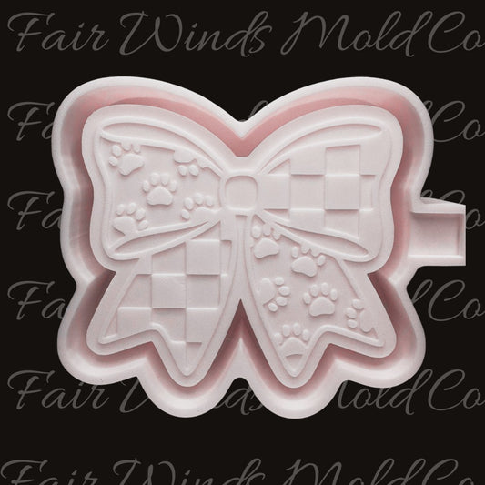 Paw Print Checkered Bow