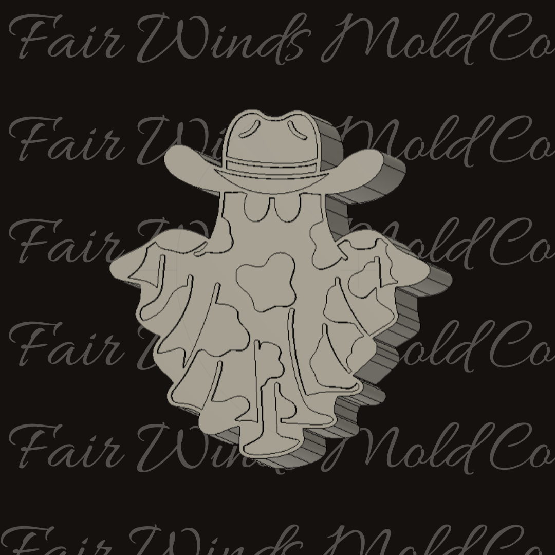 Cow Print Cowboy Ghost with Hat